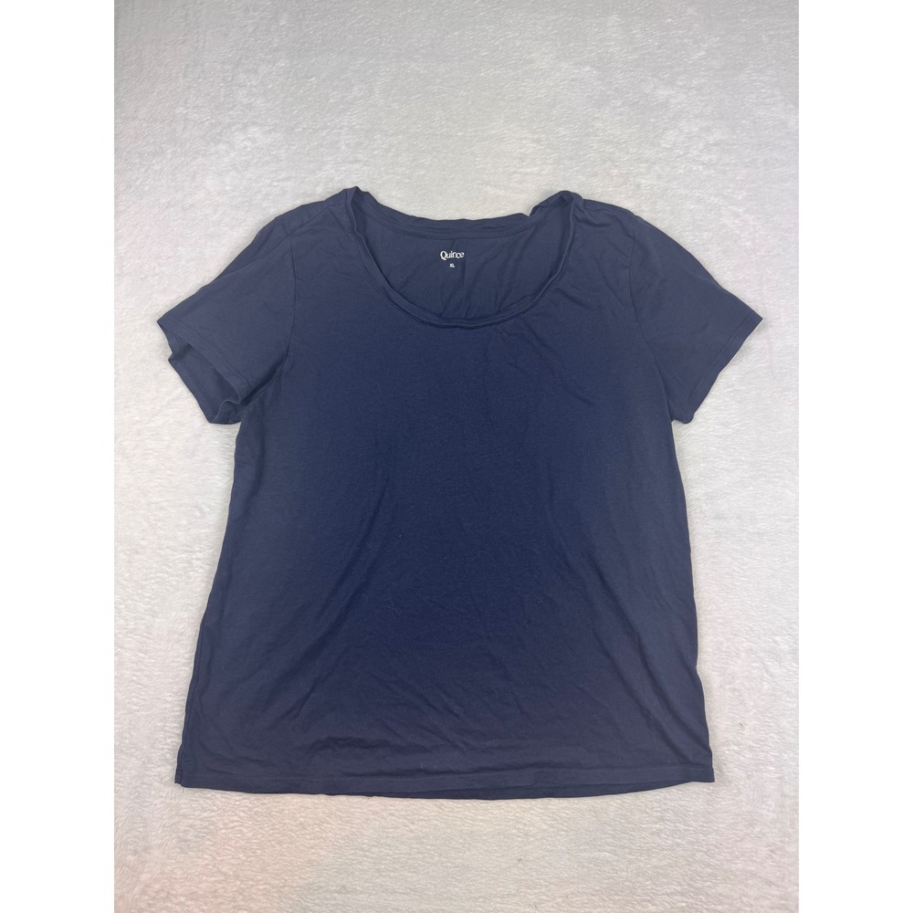 Quince Navy Blue Cotton Modal Scoop Neck Short Sleeve Tee Shirt XL